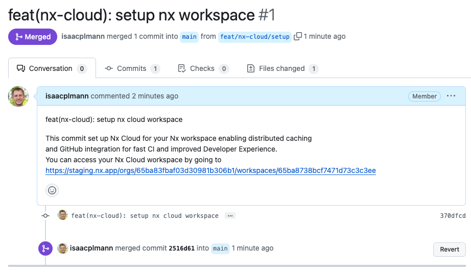 Nx Cloud Setup PR